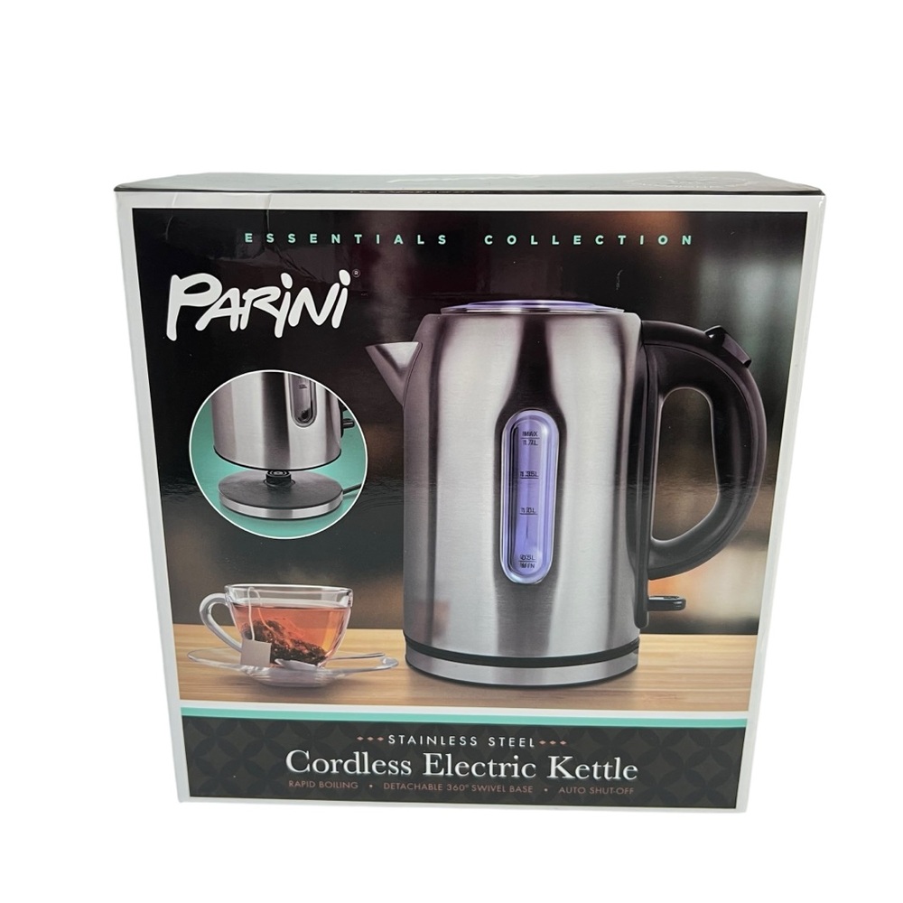 Parini Stainless Steel Cordless Electric Kettle Auto Shut Off Rapid Boil New